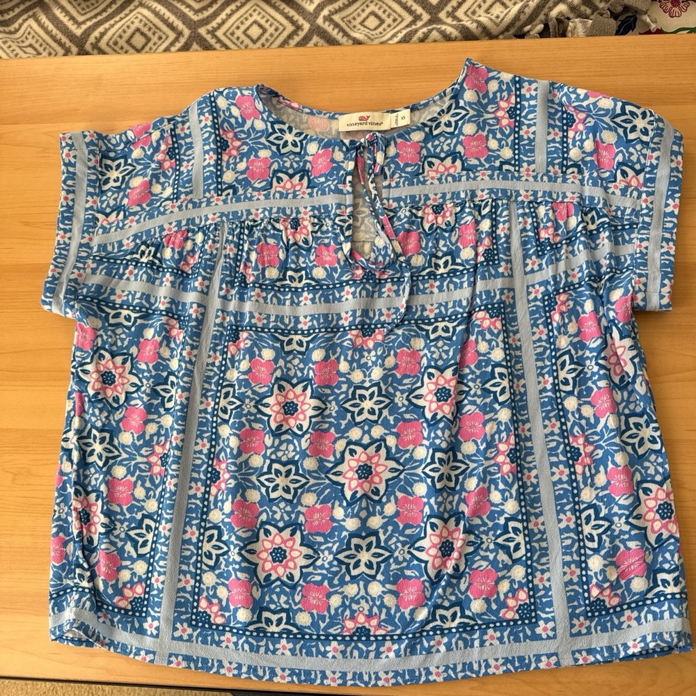 Floral Blue and Pink Blouse